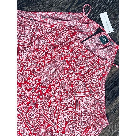 Soho Red White Blue Paisley Summer Halter Blouse Top X LARGE NWT Flowy Romantic - Picture 6 of 9